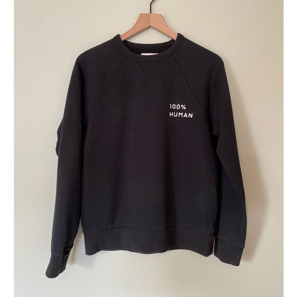 Everlane Black "100% Human" Crewneck Pullover Sweatshirt S - Picture 2 of 7